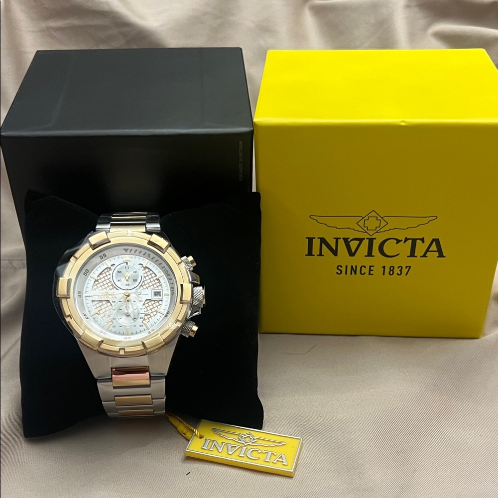 Invicta Gold and Silver Chronograph Watch